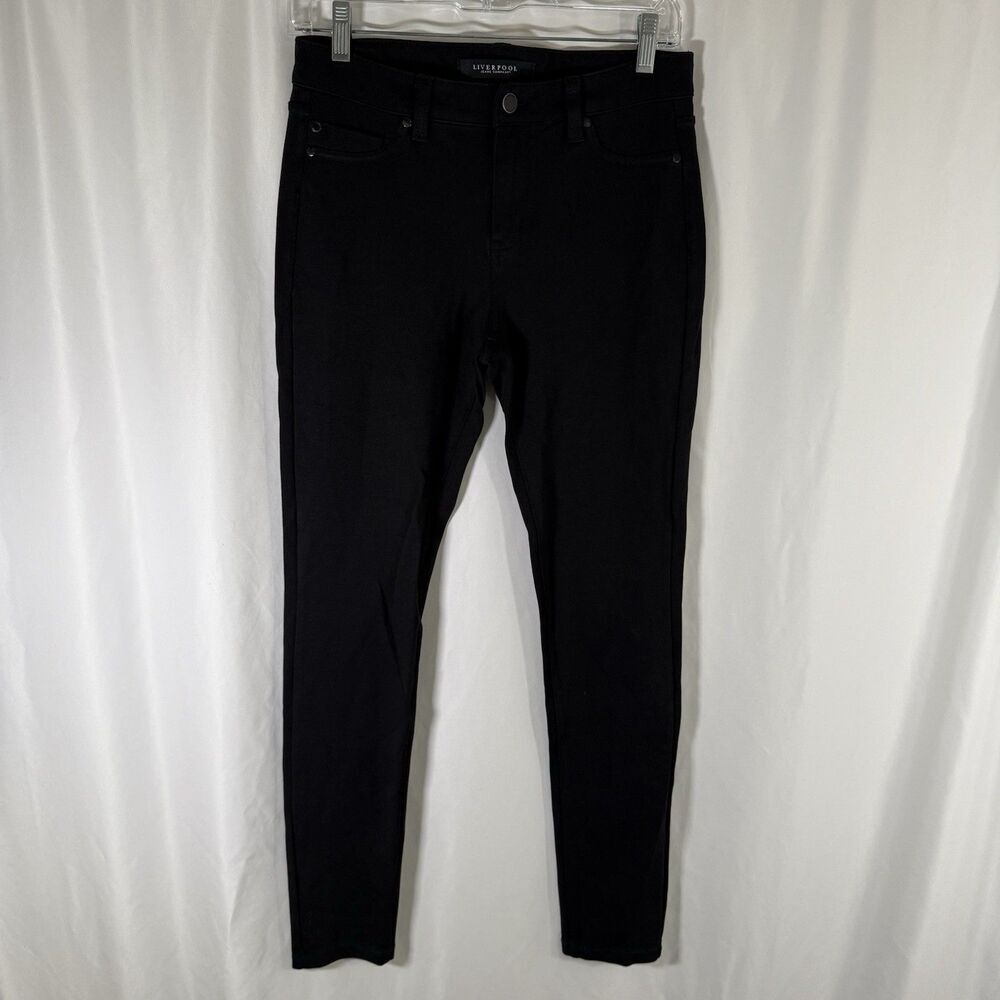 Liverpool Jeans Women's 4 27 Black Button Zip Mid Rise Stretch Cotton Blend